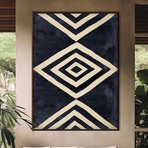 African Rhombuses Art Printable, Ethnic Tribal Black Beige Wall Tribal Minimal Boho decor Housewarming Eco Friendly Gift Instant Download