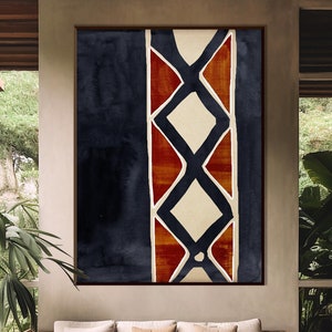 Arte de estilo africano imprimible, étnico tribal, negro, beige, pared tribal, decoración bohemia minimalista, regalo ecológico para inauguración de la casa, descarga instantánea