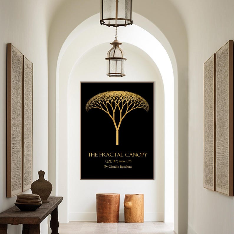 Fractal Tree Wall Art Poster Printable, Botanical Minimal Monochrome ...