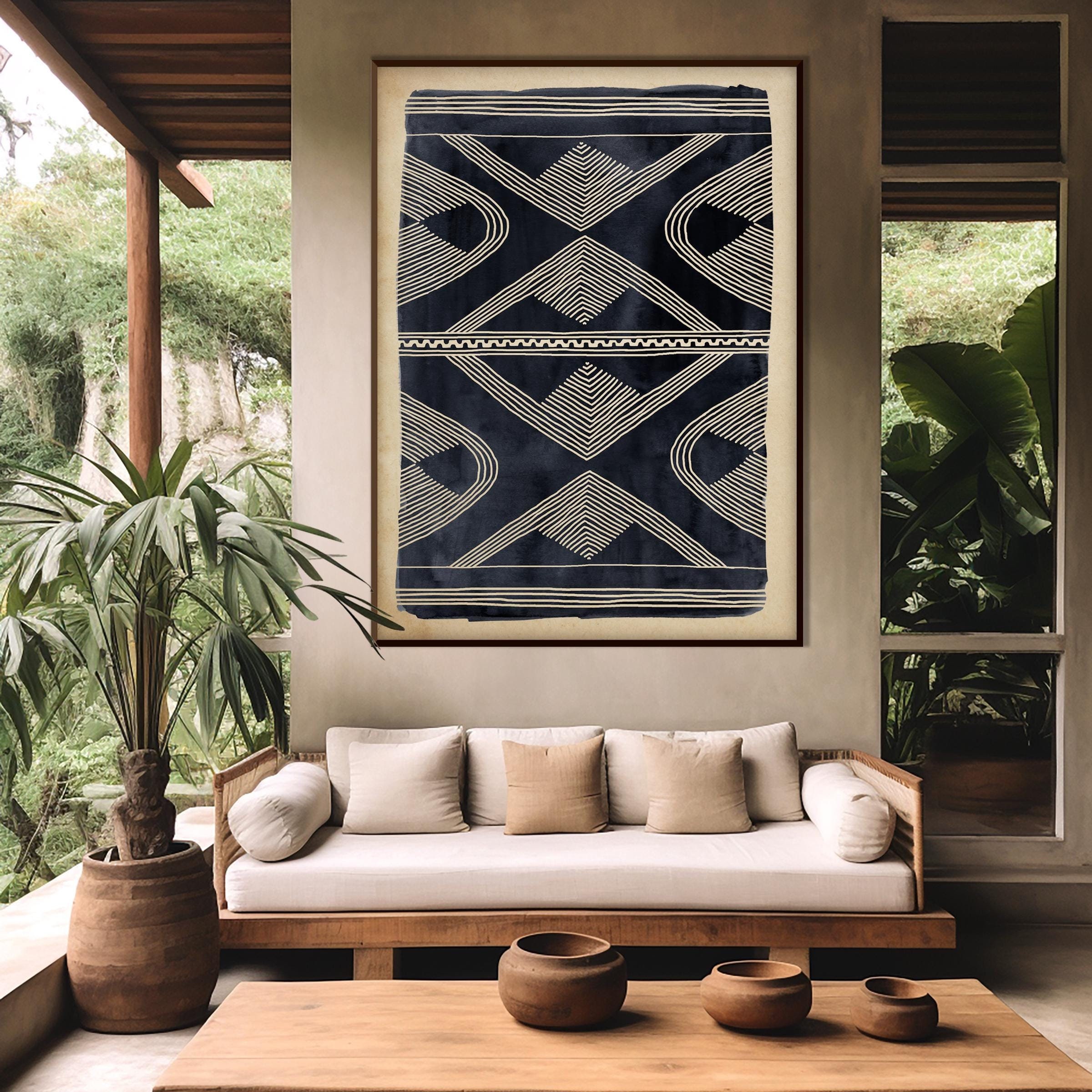 African Style Art Printable, Ethnic Tribal Black Beige Wall Tribal Minimal Boho decor Housewarming Eco Friendly Gift Instant Download