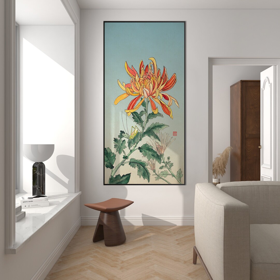 Japanese Chrysanthemum Green Floral Art Print