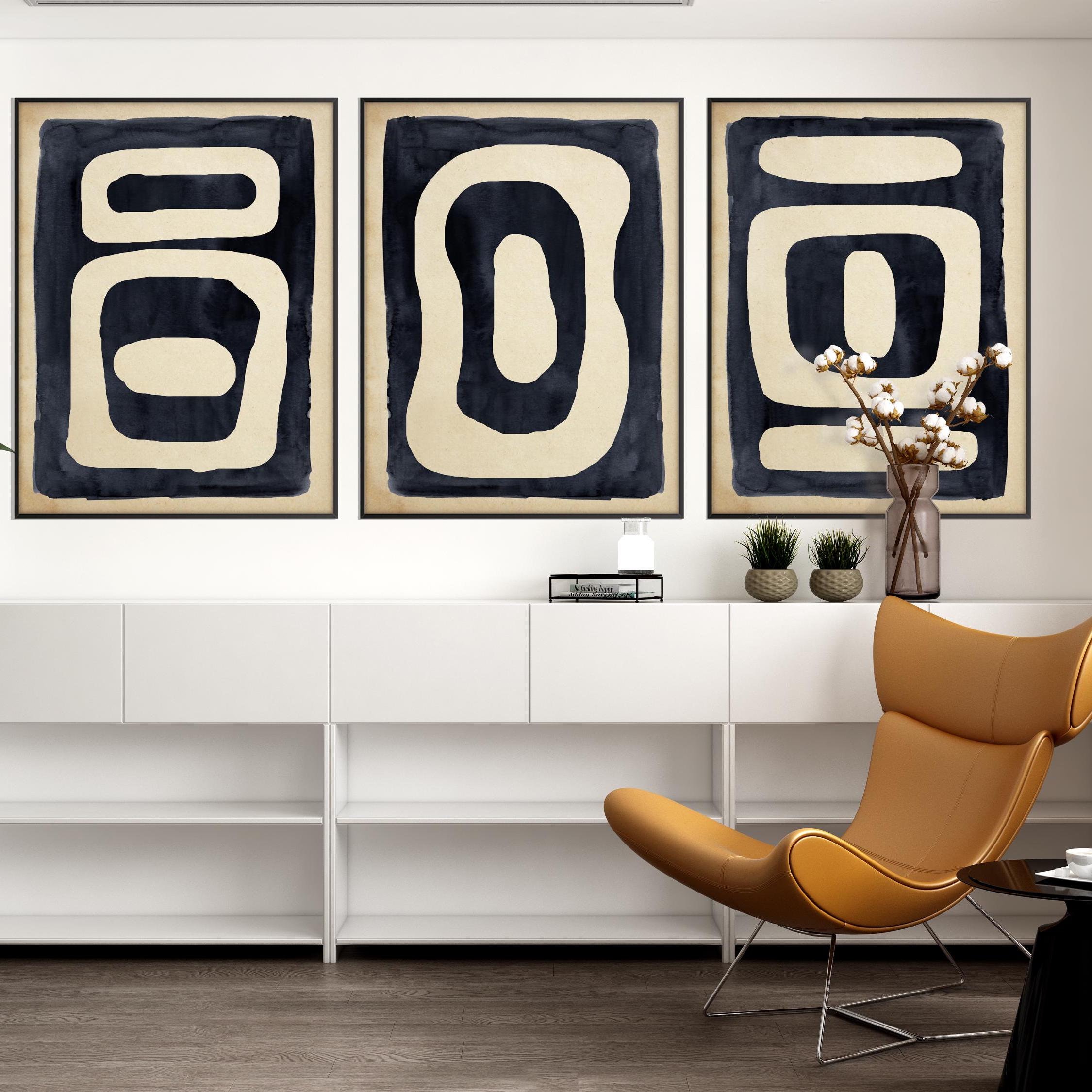 Set of Three African Art Printable, Ethnic Tribal Black Beige Wall ...