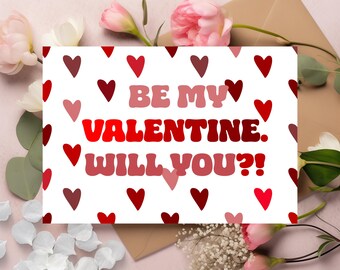 Be My Valentine Card – Digital Download – Cute Printable Valentine’s Day Gift – Instant Love Card for Him, Her, Kids & Friends