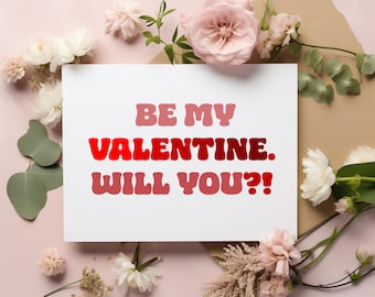 Minimalistic Be My Valentine Card – Digital Download – Cute Printable Valentine’s Day Gift – Instant Love Card for Him, Her, Kids & Friends