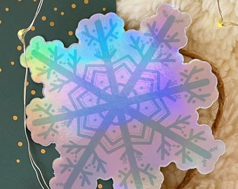 Holographic snowflake sticker