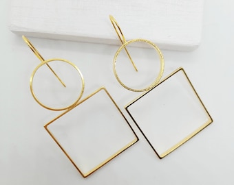 Statement Earrings,Statement Jewelry,Brass Earrings,Bronze Earrings,Gold,Handmade Earrings,Gift for Her,Boho Earrings,Boho Jewelry