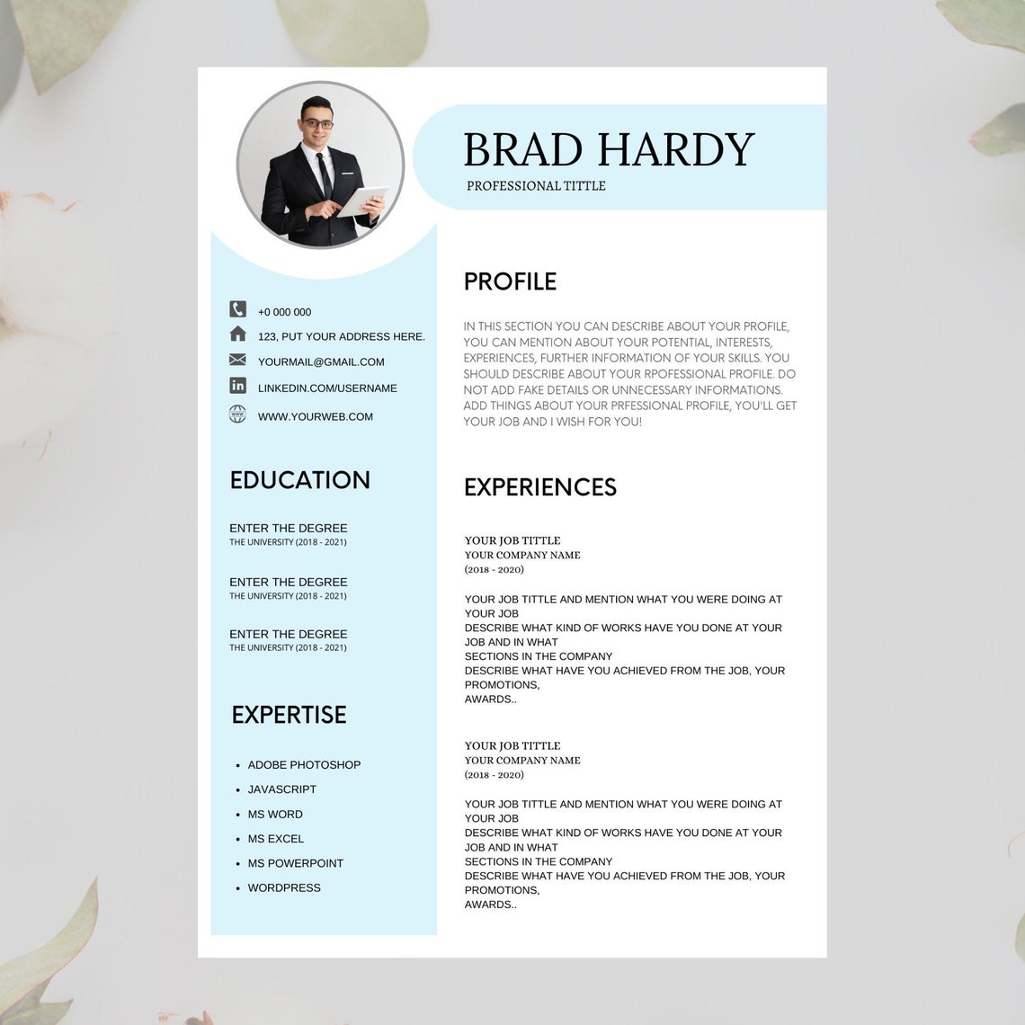 sample resume using canva