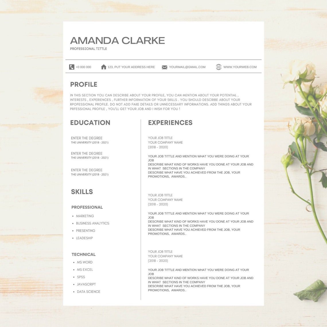 resume-template-canva-professional-resume-references-etsy