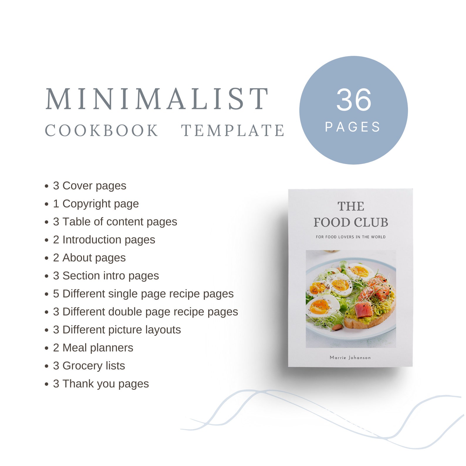 Cookbook template Canva Minimalist Recipe ebook template Etsy