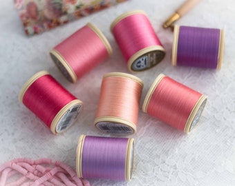 Fil de coton DMC-Taille 50-Diverses nuances de rose-500 m par bobine-Idéal pour la broderie machine et main-Fabriqué en France