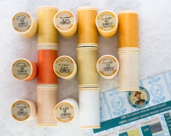 SAJOU Thread-Yellow Cream White Colours-Luneville Hook Thread-Gloving Thread-Fil a Gant-Fil Au Chinois-Made in France