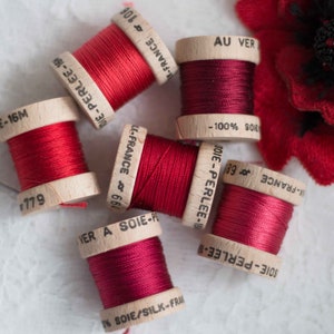 Silk Threads-Single Spool-Red Shades-Soie Perle-Au Ver a Soie-Made in France