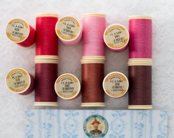 SAJOU Thread-Pink Red Garnet Colours-Luneville Hook Thread-Gloving Thread-Fil a Gant-Fil Au Chinois-Made in France