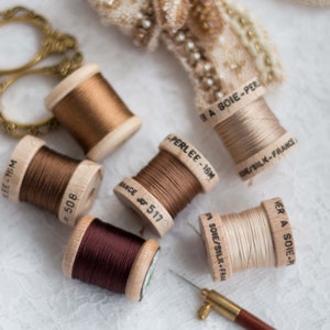 Silk Threads-Single Spool-Brown Shades-Soie Perle-Au Ver a Soie-Made in France
