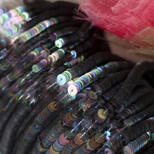 French Flat Sequins-Iridescent Greystone Colour-3mm 4mm-Langlois Martin-Pailletten-Paillettes