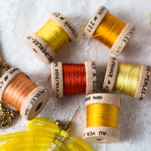 Silk Threads-Single Spool-Yellow Shades-Soie Perle-Au Ver a Soie-Made in France