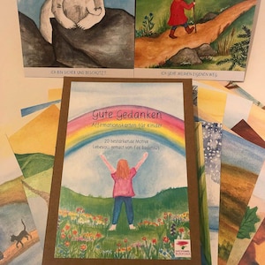 Affirmation cards for children, lovingly painted, good thoughts, Waldorf