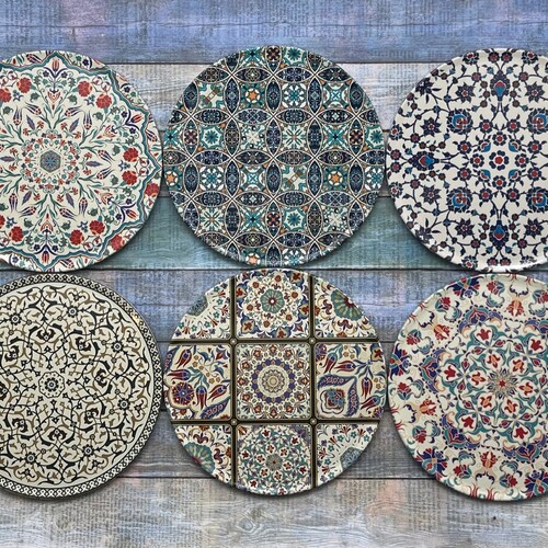 Coasters Set of 6 Drink Coaster Set Persian Turkish Etsy
