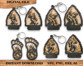 Bundle 4 Bigfoot Arrowhead Keychain and Magnet Laser File Craft Gift Souvenir SVG, png, dxf File Instant Download Bundle Commercial License