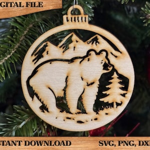 Bear Mountain Ornament Rustic DIY craft SVG, DXF Laser Cut File Instant Download