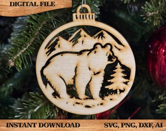 Bear Mountain Ornament Rustic DIY craft SVG, DXF Laser Cut File Instant Download