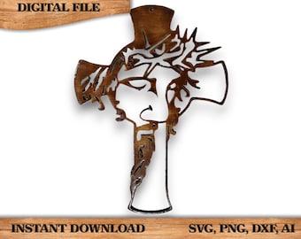 DIY 2 Layer Wooden Jesus Cross SVG, PNG, Dxf, Ai File Design Instant Download I Christianity, Laser ready File