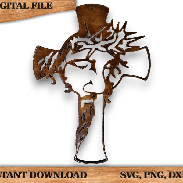 DIY 2 Layer Wooden Jesus Cross SVG, PNG, Dxf, Ai File Design Instant Download I Christianity, Laser ready File