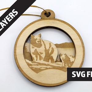 DIY 2 Layer Bear Christmas Ornament Mountain craft SVG, dxf, JPGFile Instant Download