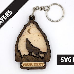 DIY 2 camadas Arrowhead Wolf Keychain artesanato arquivo SVG download instantâneo