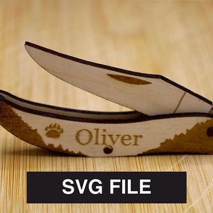 Couteau de poche pliant en bois personnalisable SVG, fichier laser DXF pour travaux manuels et projets de découpe laser