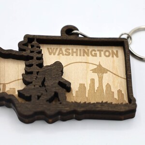 Washington State Tree Keychain - Laser Cut Stainless Steel, Made In USA