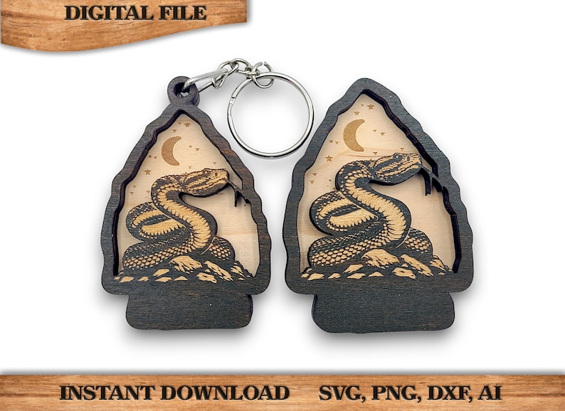 Key Rack In Snake Shape 2 Layer Rattle Snake Arrowhead Keychain and Magnet Craft Gift Souvenir ...