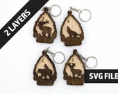 2 Layer Bear, Dear, Elk, Wolf Keychain/Ornament craft SVG, DXF File Instant Download