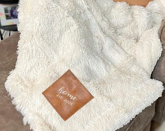 Custom Throw Blanket, Personalized Blanket for adults, Neutral Cream Minimalist Decor, Housewarming Gift, Couples Blanket