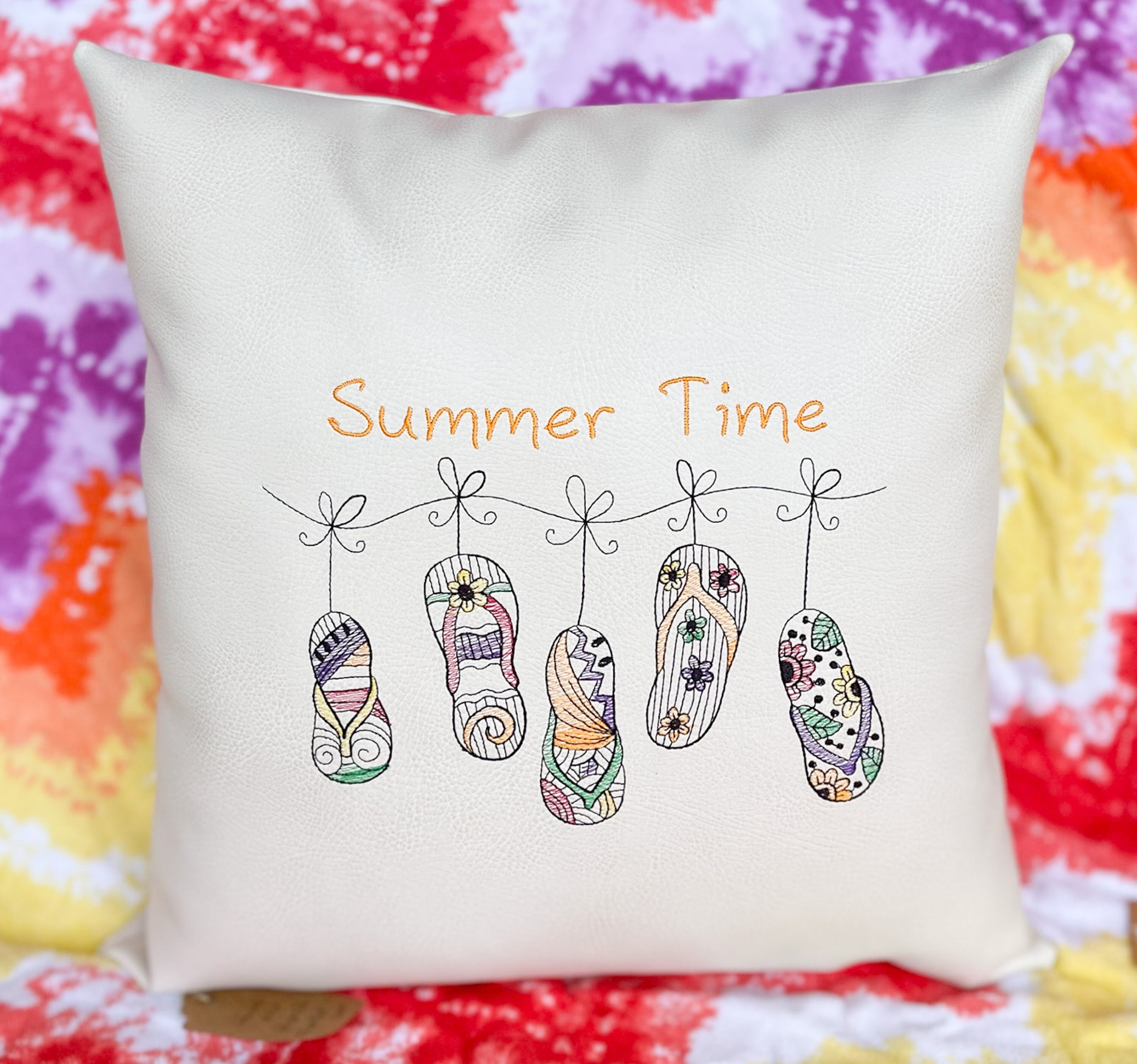Summer Throw Pillows Leather Cushions Flip Flop Decorations Etsy