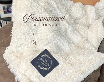 Personalized Blanket Gift, Embroidered gift blanket for couples, Cozy rustic home accesories