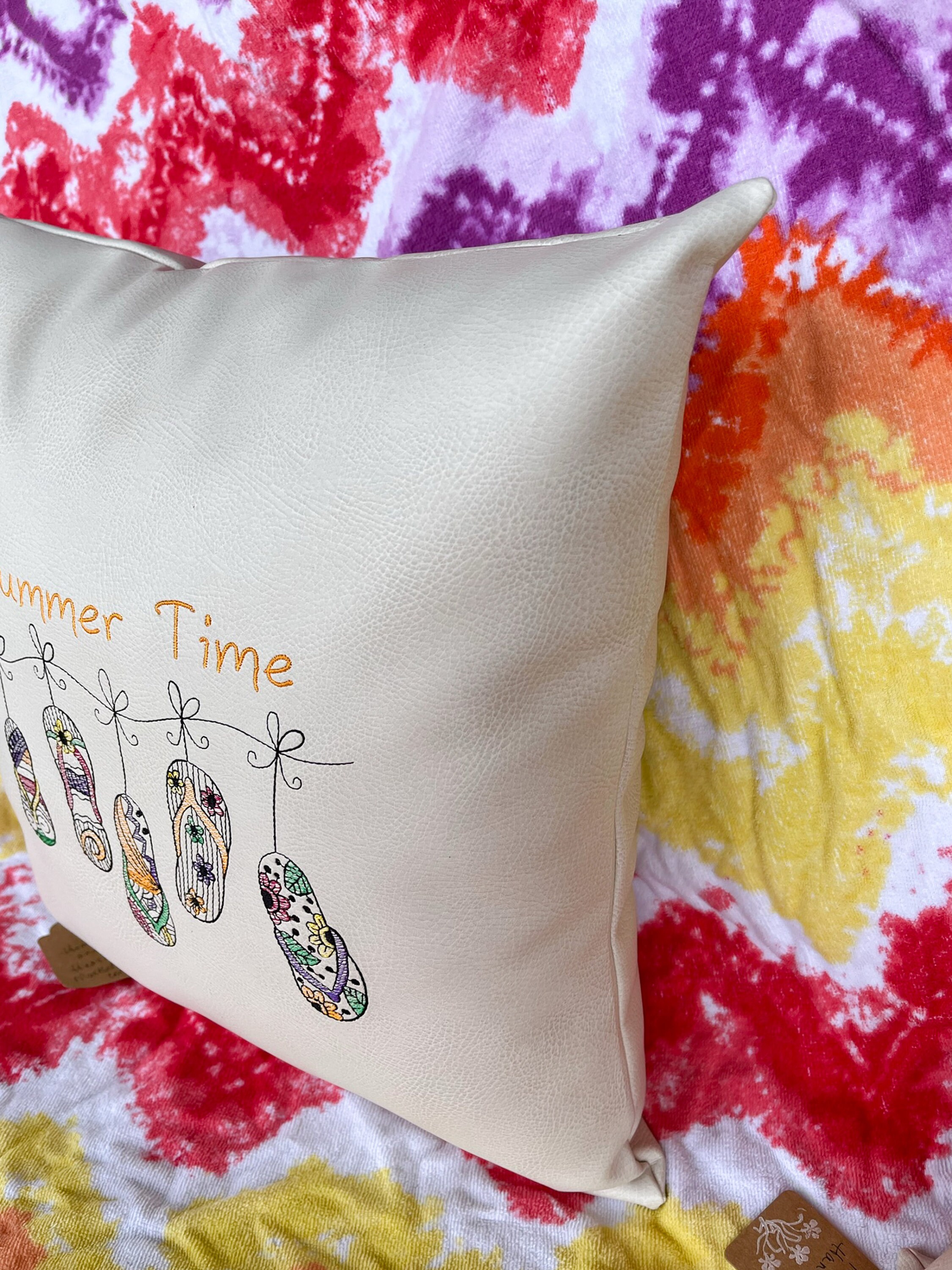 Summer Throw Pillows Leather Cushions Flip Flop Decorations Etsy