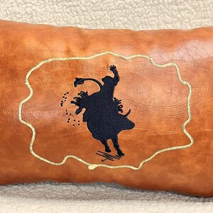 Leather rodeo lumbar pillow, Cowboy decoration throw pillow cushion covers, 20x20 western style home rodeo accent cushion, cabin pillow image 9