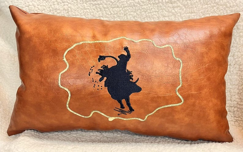 Leather rodeo lumbar pillow, Cowboy decoration throw pillow cushion covers, 20x20 western style home rodeo accent cushion, cabin pillow image 9