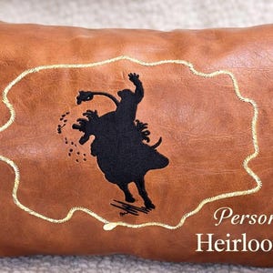 Leather rodeo lumbar pillow, Cowboy decoration throw pillow cushion covers, 20x20 western style home rodeo accent cushion, cabin pillow image 2