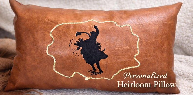 Leather rodeo lumbar pillow, Cowboy decoration throw pillow cushion covers, 20x20 western style home rodeo accent cushion, cabin pillow image 2