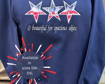 Patriotic embroidered sweatshirt, 4th of July gift for woman, 250 anniversary shirt