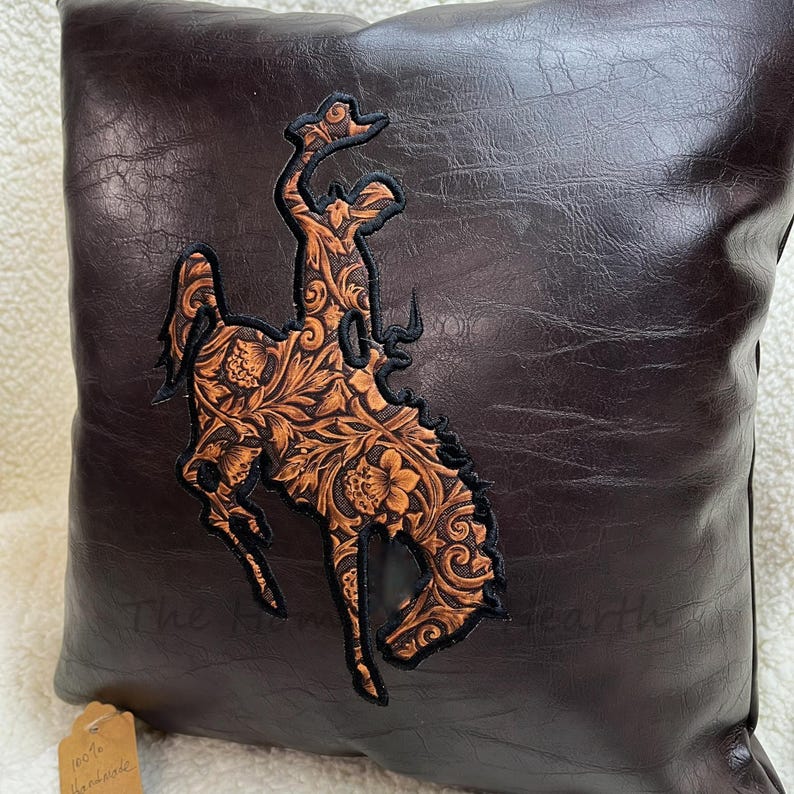 Western cowboy decor throw pillow for Dad gift man cave decoration leather lumbar pillow western cowboy rodeo gift