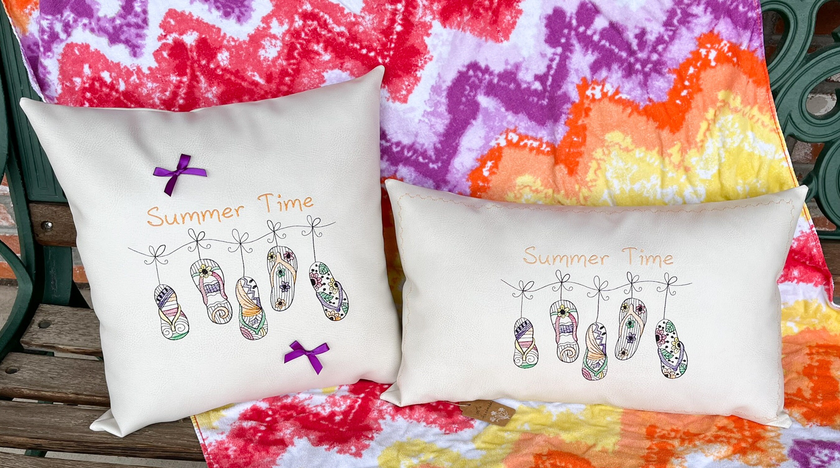 Summer Throw Pillows Leather Cushions Flip Flop Decorations Etsy