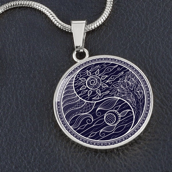 Collier Yin Yang personnalisé, collier pendentif gravé, collier soleil et lune, bijoux Yin Yang, collier spirituel, pendentif Yin Yang, Yoga