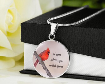 Red Cardinal Necklace, Personalized Gift, Cardinal Memorial Jewelry, Loss of Loved One, Bereavement Gift, Engraved Necklace, Remembrance