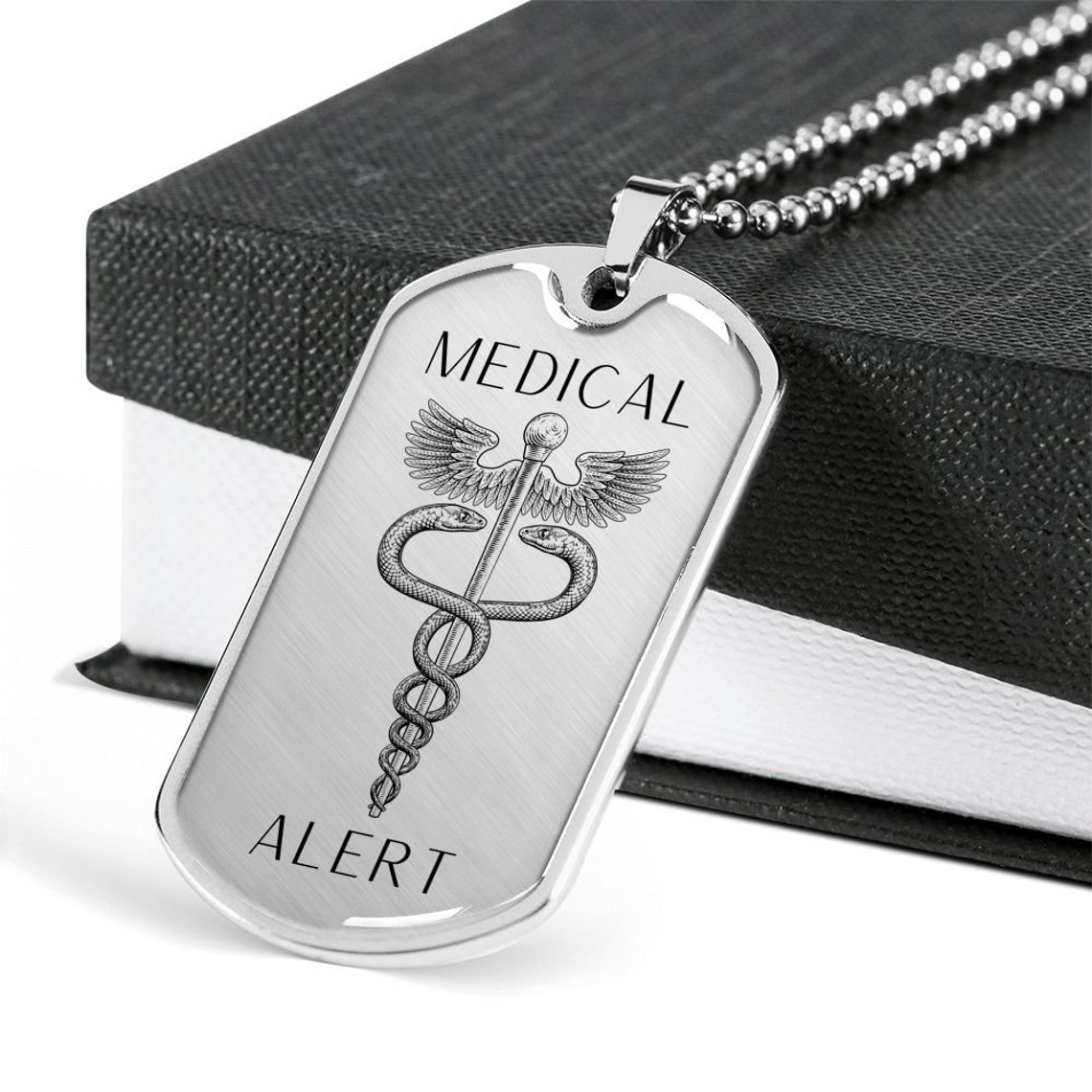 Unisex Medical Alert Dog Tag Necklace With Engraved Name - Etsy