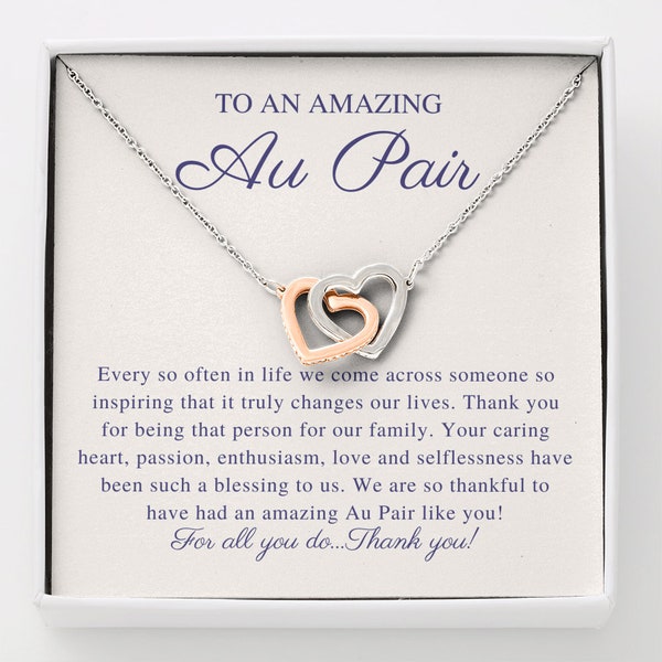 Au Pair Appreciation Gift Necklace, Au Pair Student Thank you Gift, Farewell Party Leaving, Moving Away Gift for Aupair