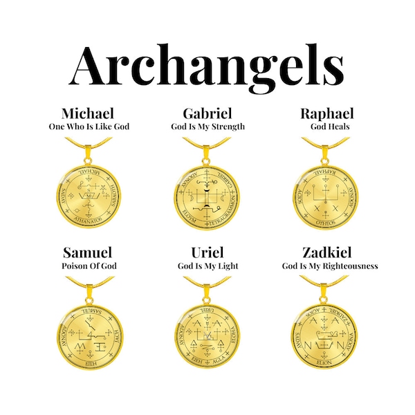 Archangel Seal Pendant, Seven Archangels Amulet Necklace, Protective Sigil Talisman, Occult Gift, Gold or Stainless Steel Unisex