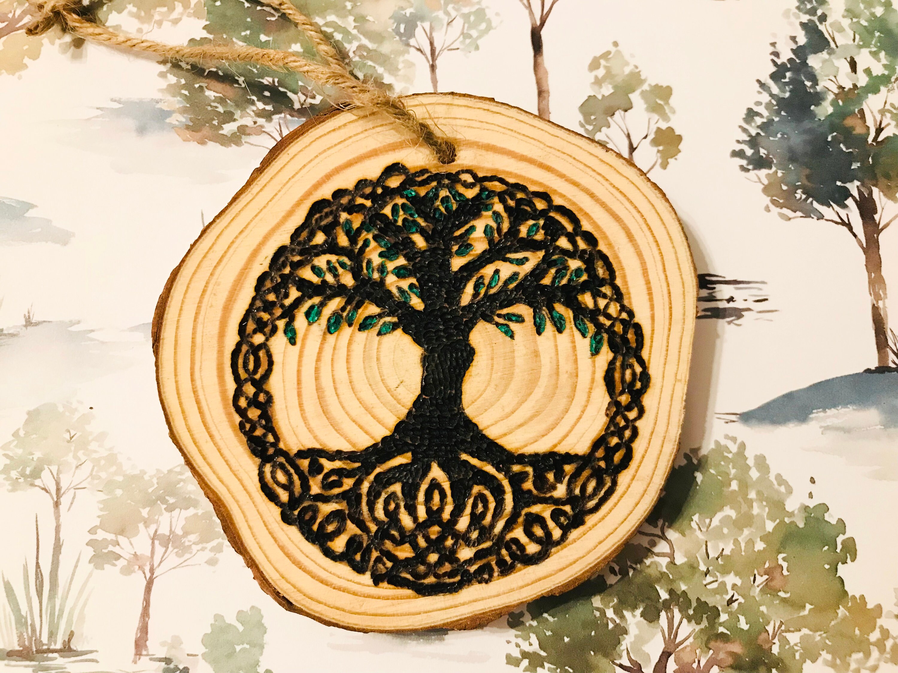 Hand Burned Wood Pyrography Celtic Tree of Life Live Edge Sign ...
